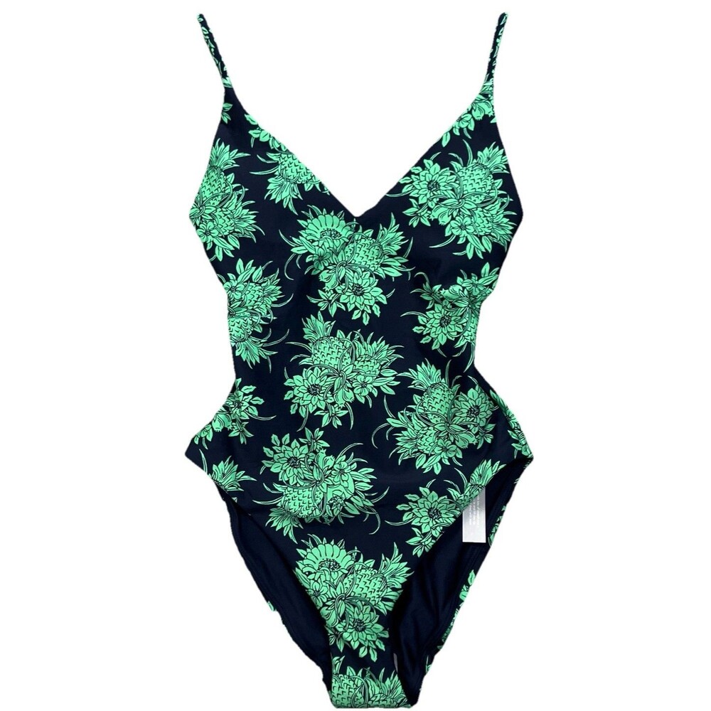 J Crew Lana One-Piece Womens 4 Green Blue Floral Classic Sculpt Tropical Luxe